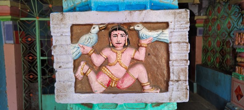 A person holding two birds