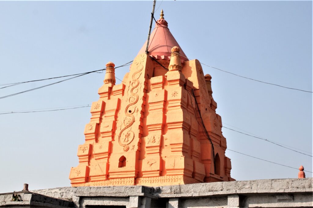 The śikhara of the temple.