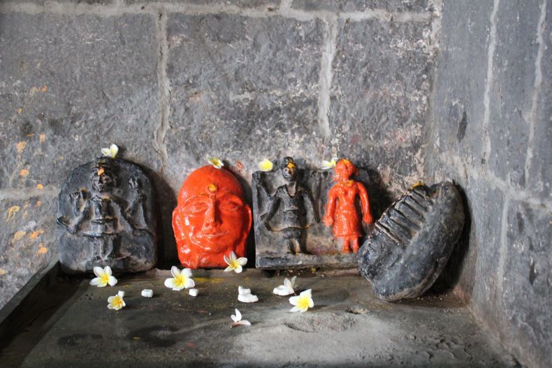 Sculptures have been placed on a platform.