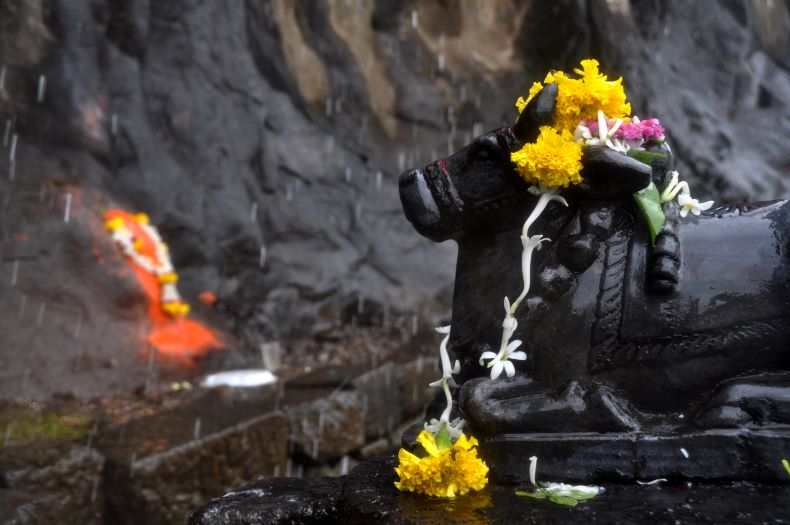 Nandī is placed in front of the cave in the later period.